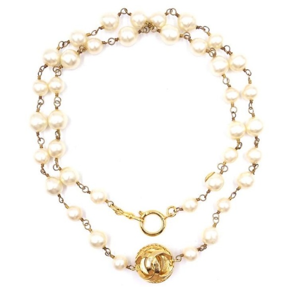 CHANEL Jewelry - CHANEL Pearls CC Sphere Cut out Necklace